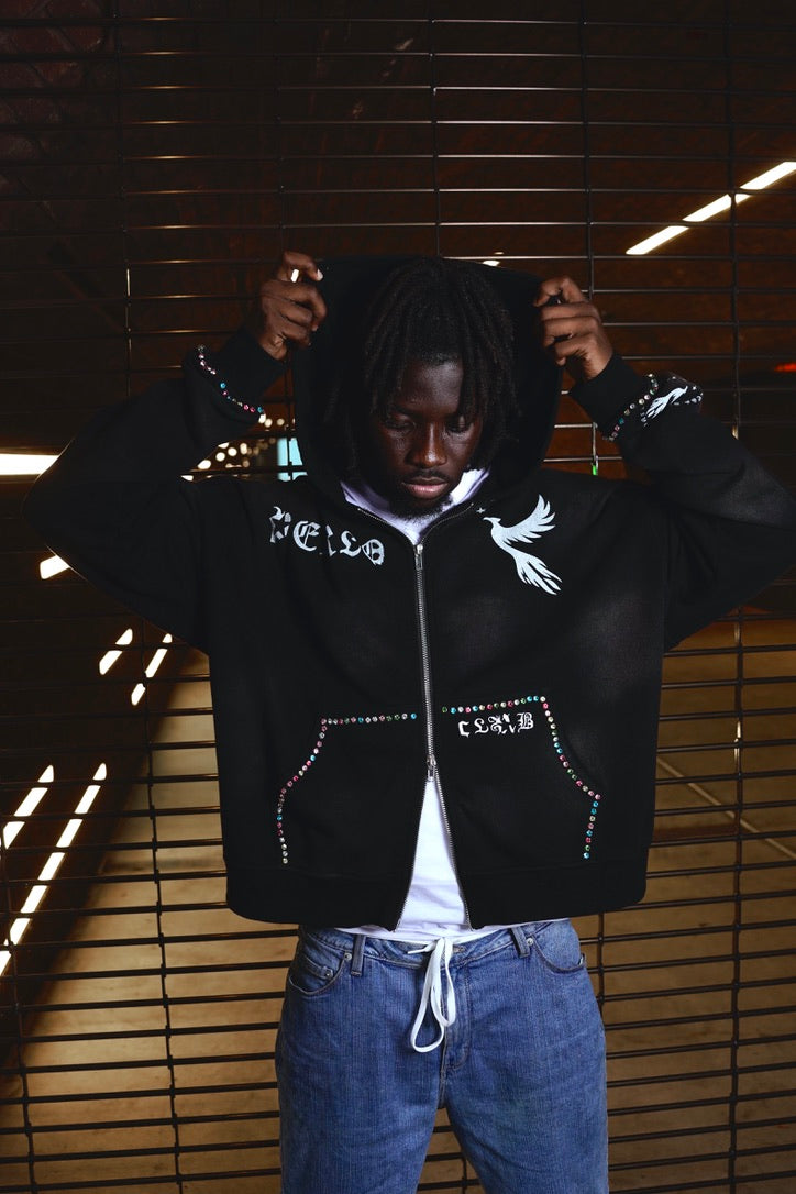 PerloClub  Mosaic Hoodie Burst Black