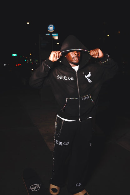 PerloClub  Mosaic Hoodie Burst Black