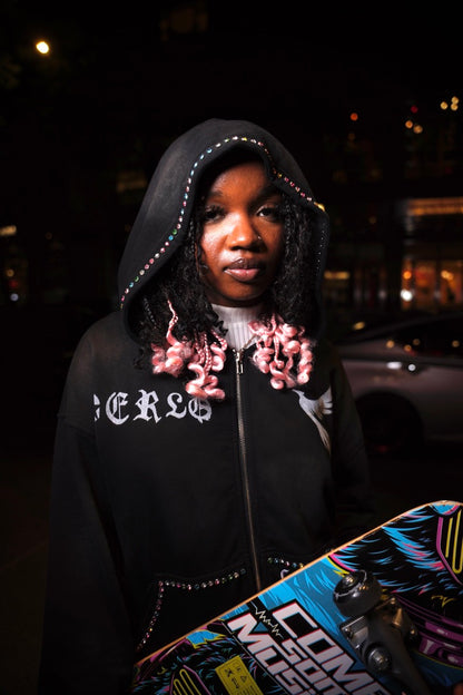 PerloClub  Mosaic Hoodie Burst Black