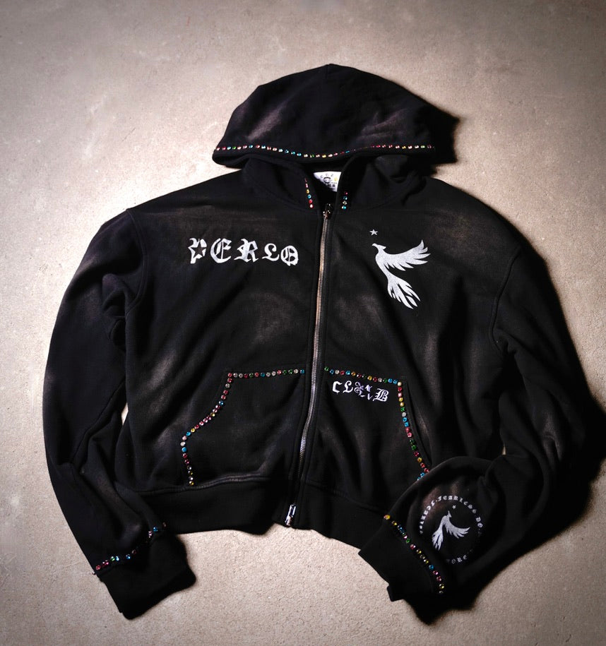 PerloClub  Mosaic Hoodie Burst Black