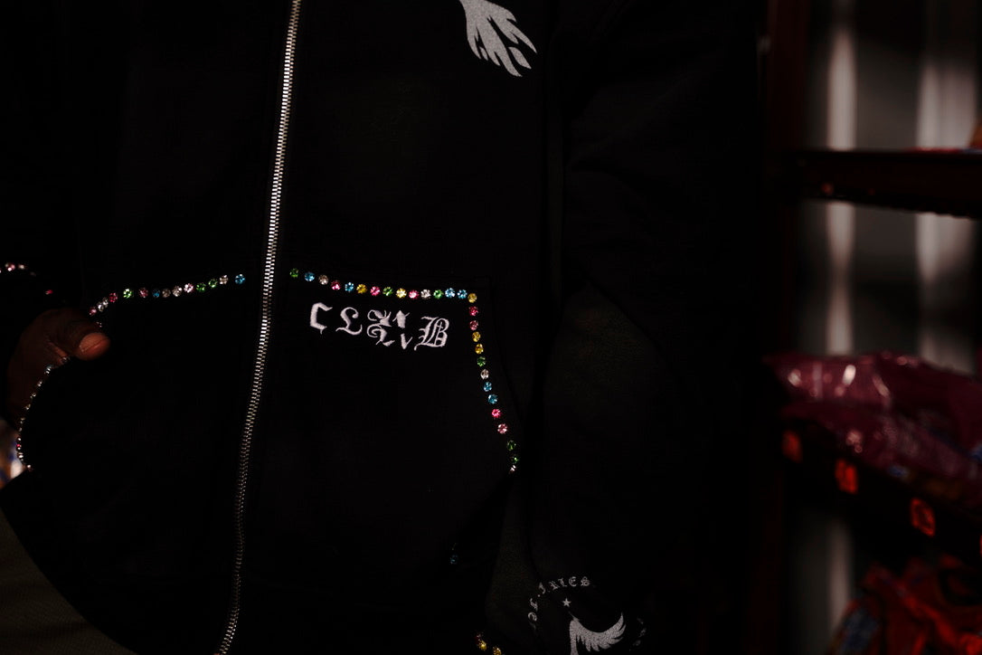 PerloClub  Mosaic Hoodie Burst Black